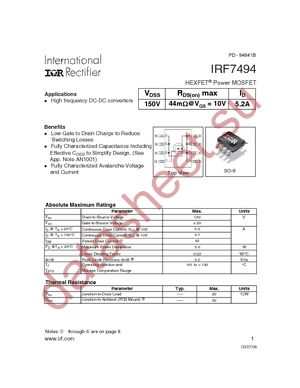 IRF7494TR datasheet  